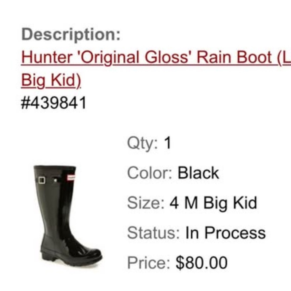 Hunter Kids Original Gloss Black Boots